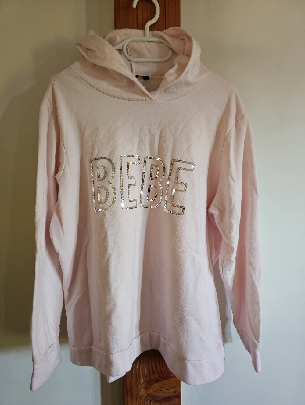 bebe Light Pink Hoodie with Sequin Logo